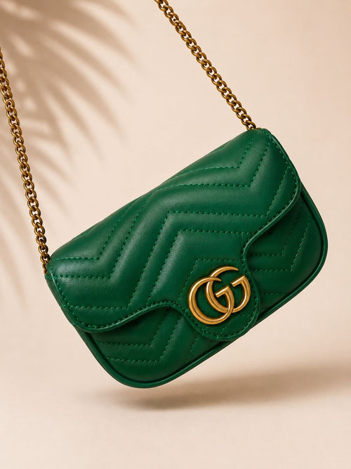 Bolsa Premium Verde Matelassê Chevron